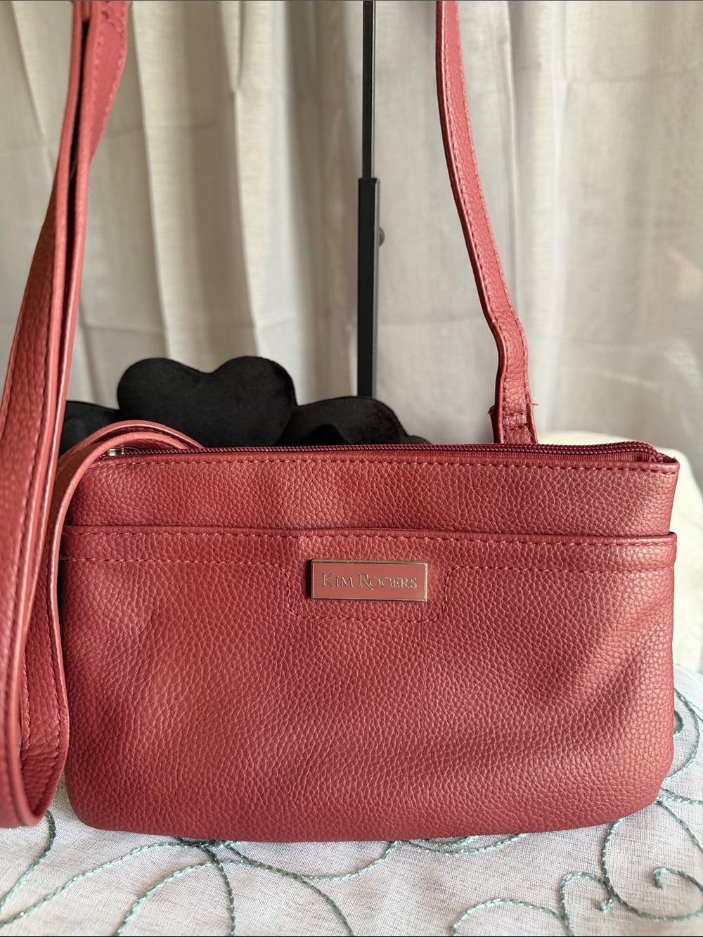 Kim Rogers Crimson Pebbled Crossbody Bag